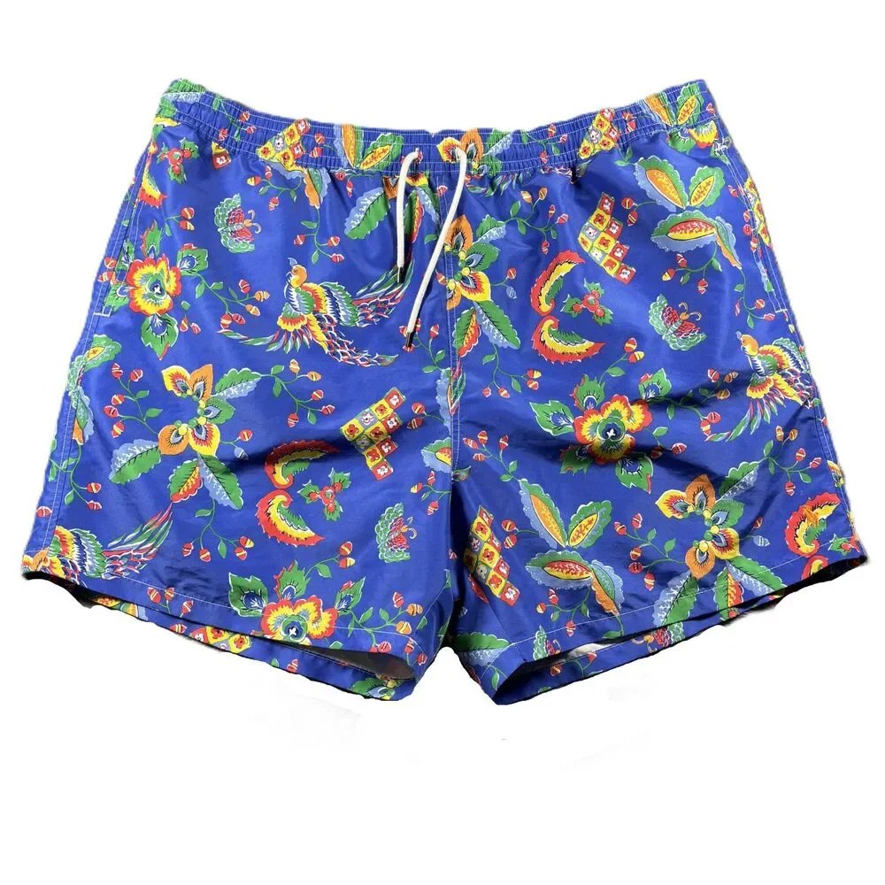 Polo Ralph Lauren Men Traveler Classic Swim Trunks Blue Floral Lined 3XB M141